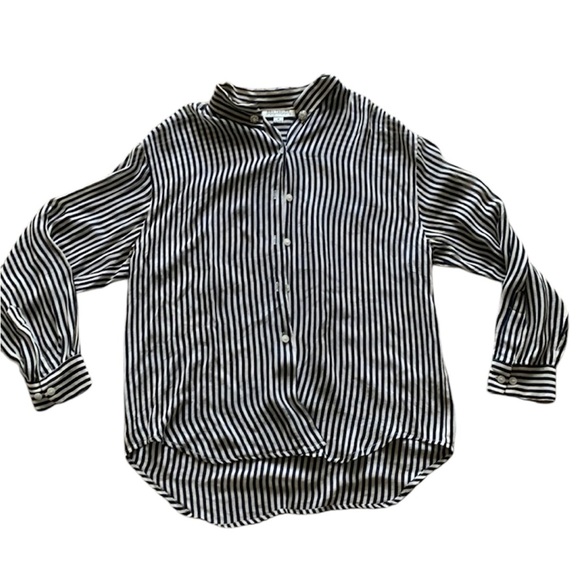 Vintage Ann Taylor Silk Striped Button Down Shirt - Picture 2 of 6